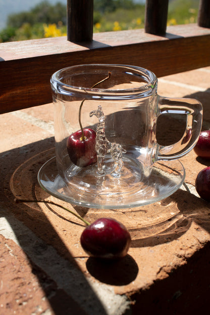 Taza vidrio jirafa